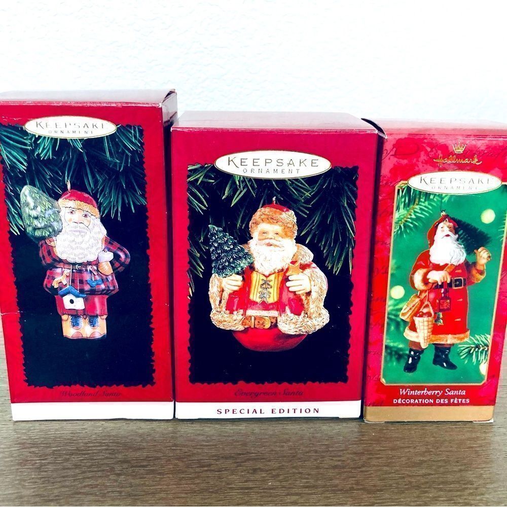Hallmark VintageโSanta Ornaments Woodland Forest BundleโLot